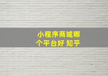 小程序商城哪个平台好 知乎